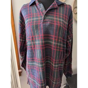 Vintage Tribute 90s Men's Plaid Button Down Polo LS Shirt Collared Size Medium M